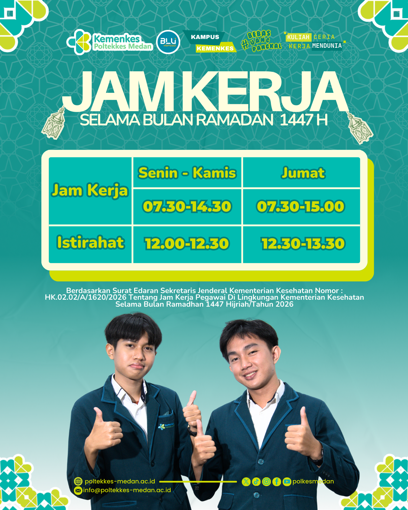 Jam Kerja Poltekkes Medan Selama Ramadhan 1447H