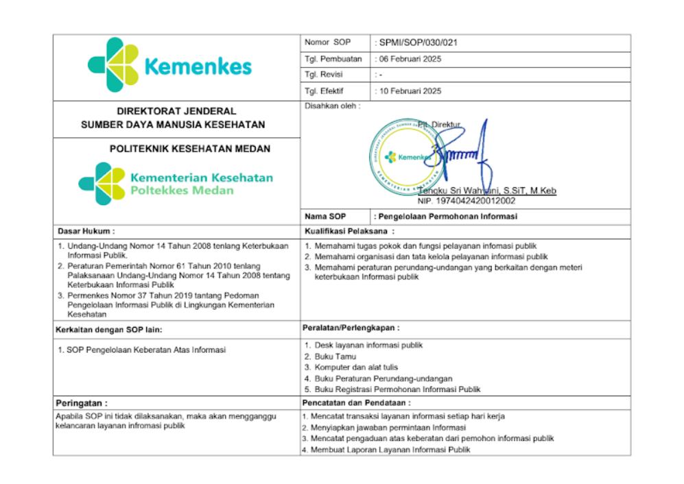 SOP Pengelolaan Permohonan Informasi